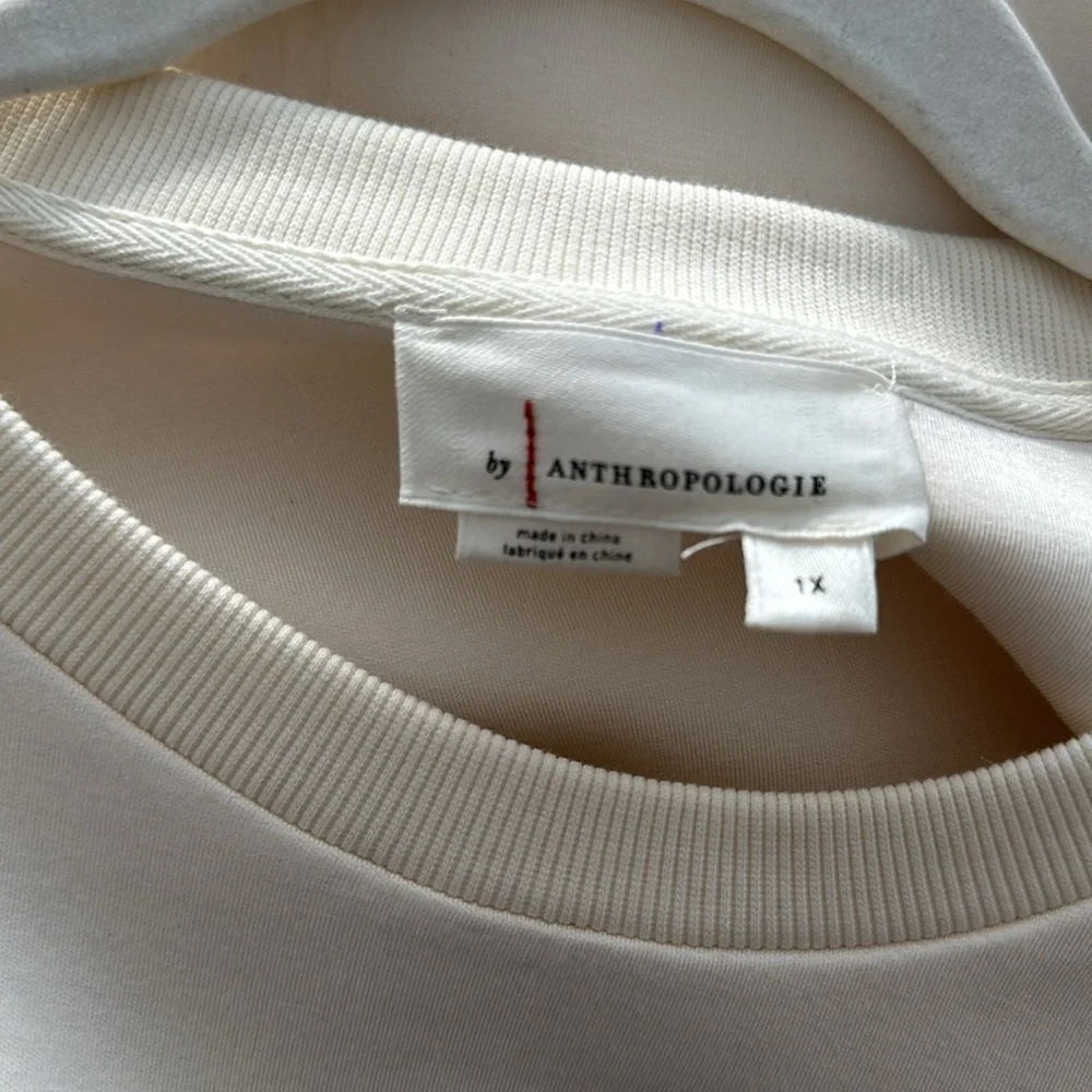 Nwot Anthropologie Mesh Paneled Sweatshirt - Cream - 1X - Picture 3 of 3